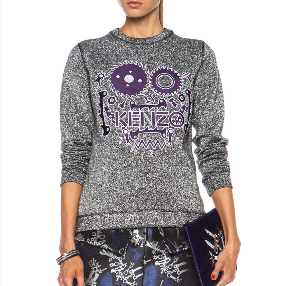 kenzo Silver Shimmer Logo Jumper Size M
